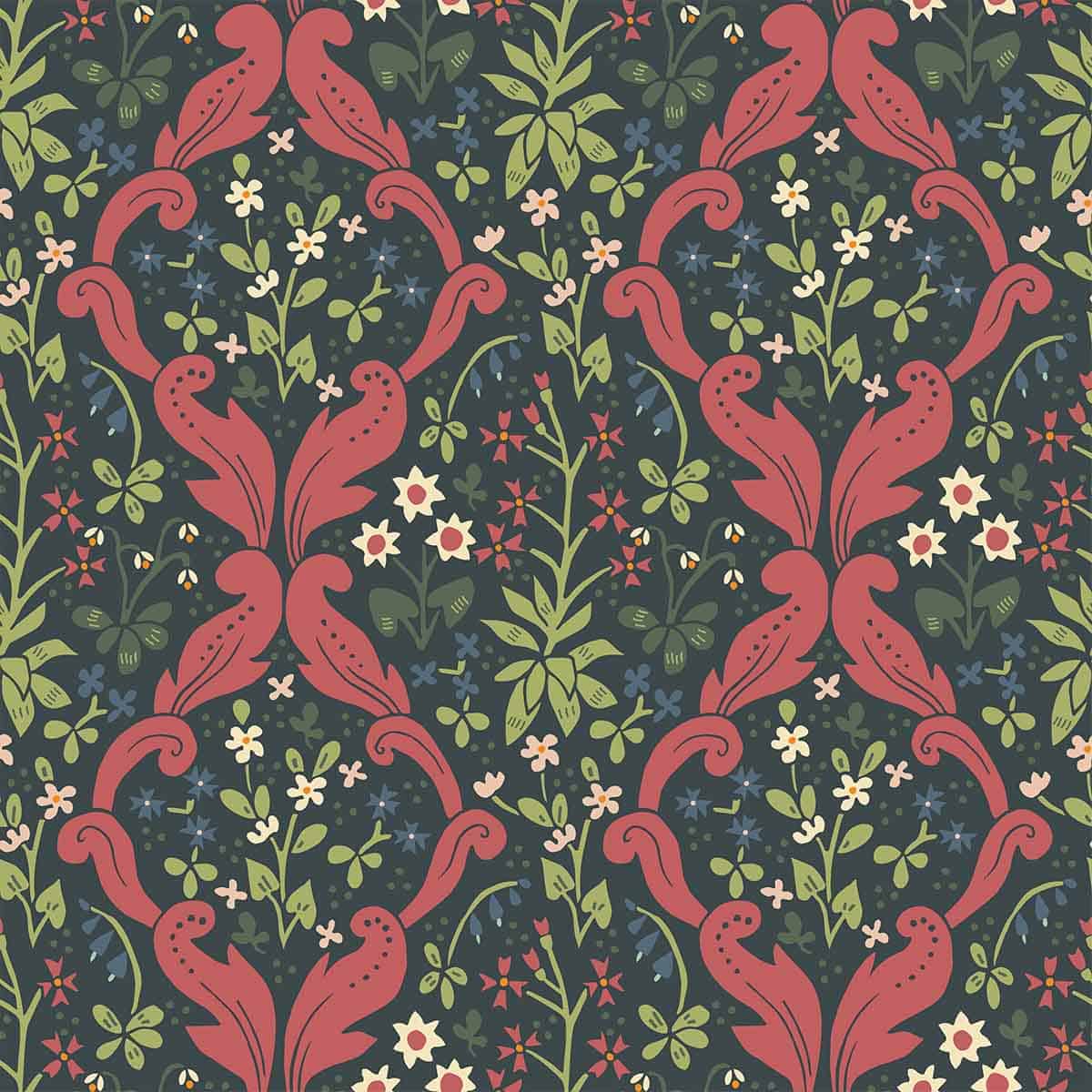 millefleurs damask pattern.