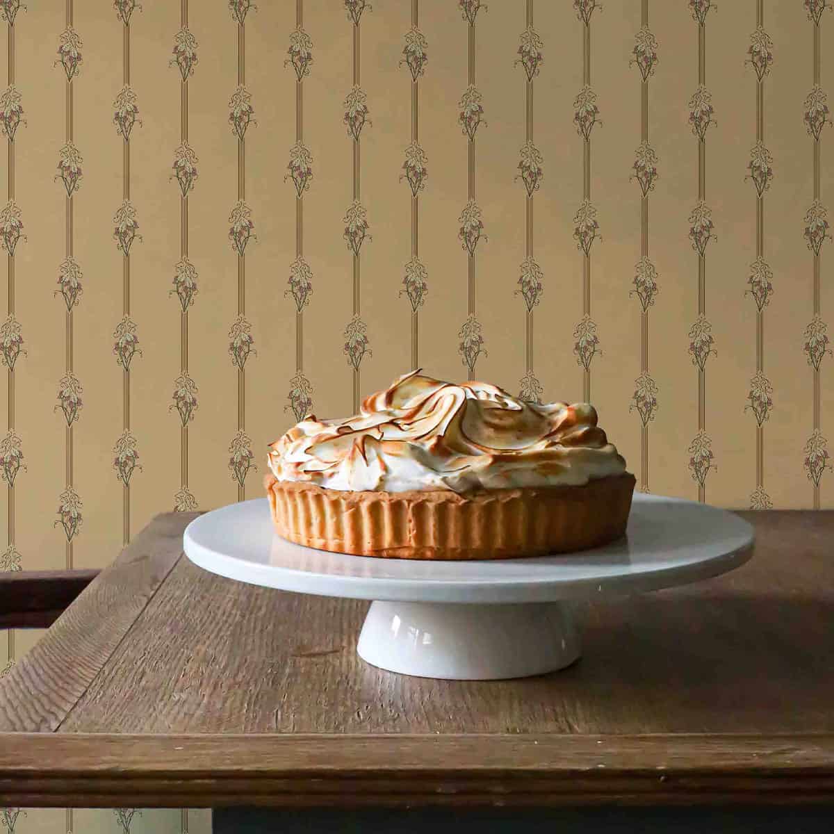 art nouveau wallpaper with lemon meringue pie.