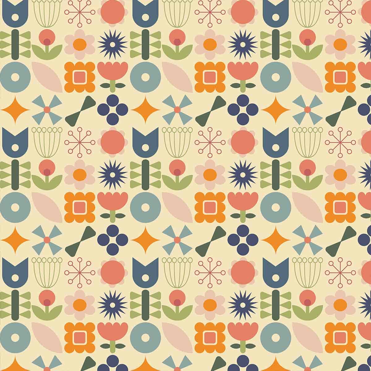 mid century modern geometric floral.