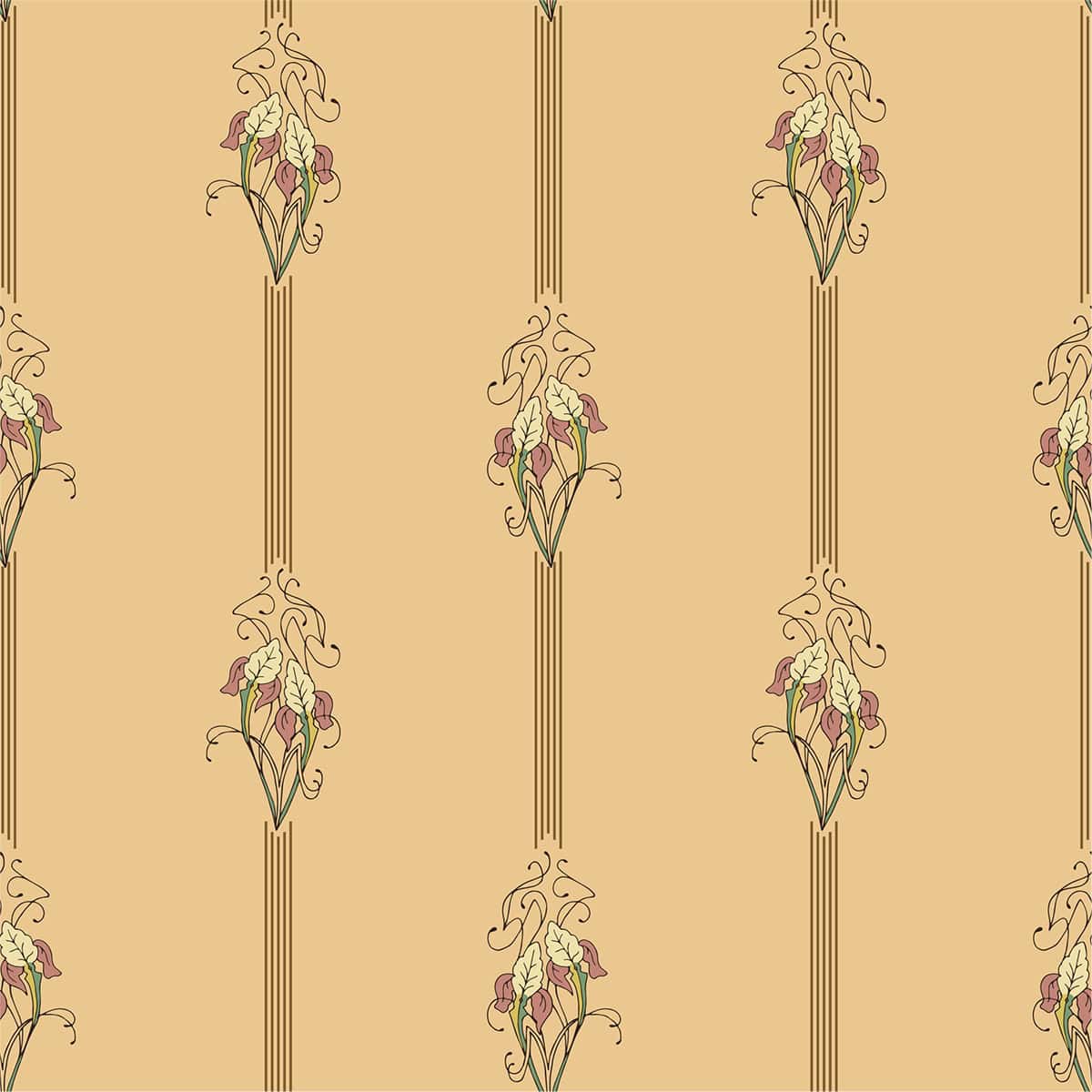 art nouveau iris striped pattern.