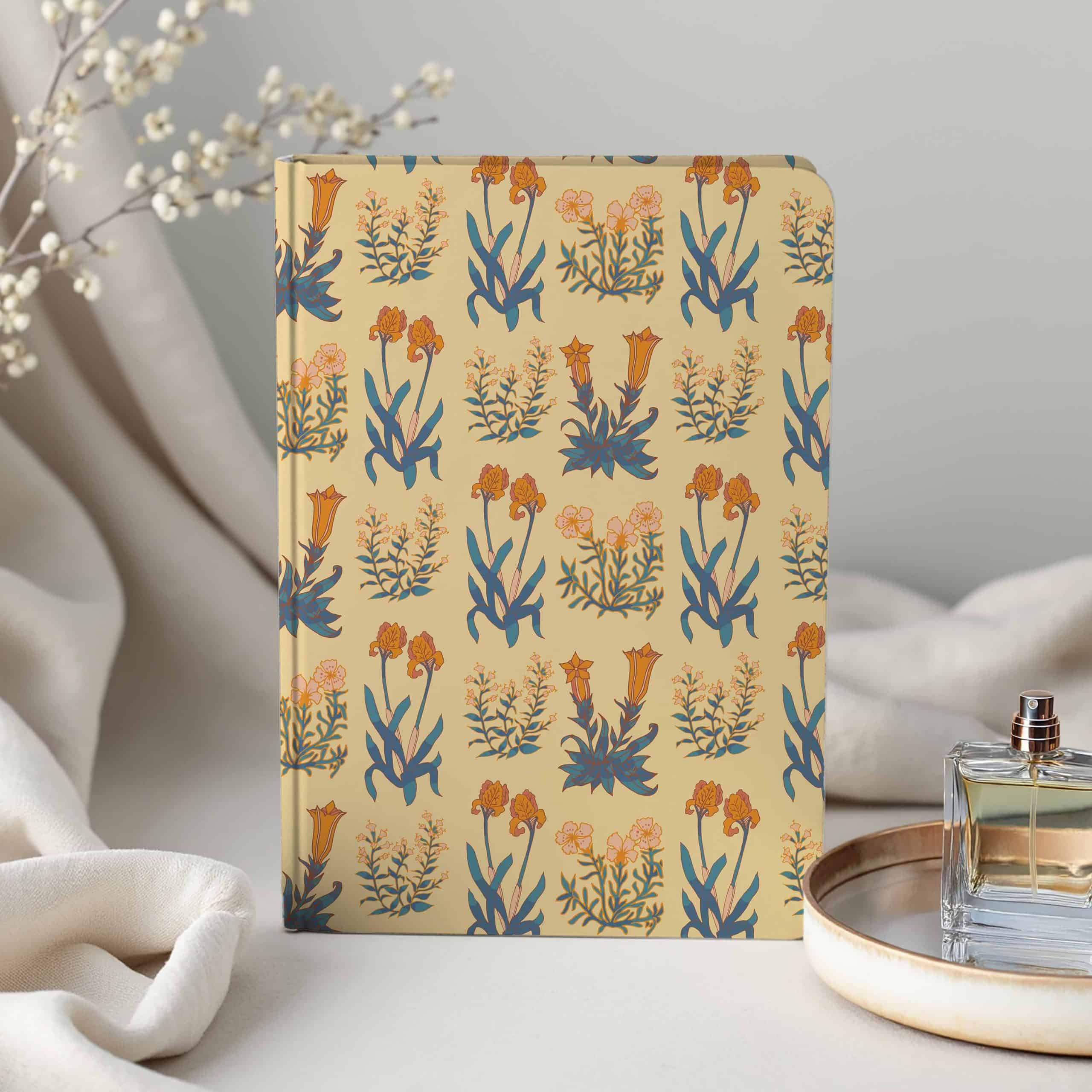 millefleur pattern on notebook.