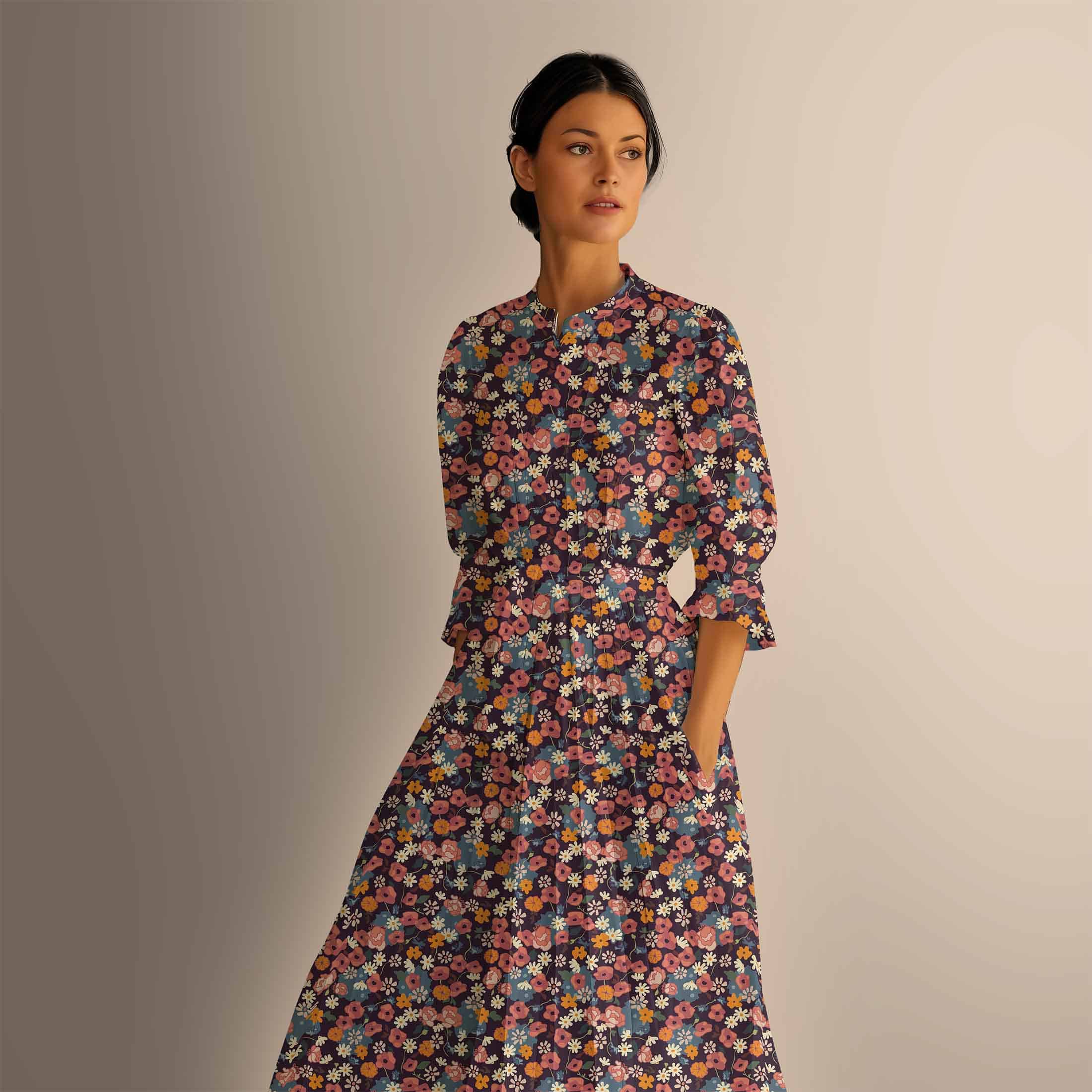 scattered floral dress mockup.